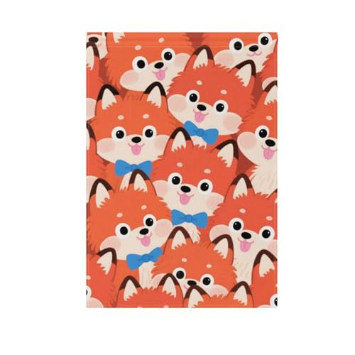 Niedliche Cartoon-Fuchs-Flaggen, Orange, Winterflaggen, buntes Banner für Gartendekoration, 71 x 101 cm, doppelseitig von voucong