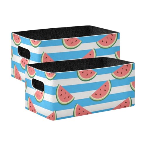 Obst- und Wassermelonenkästen für Bücher, Regale, Schränke, Blau und Weiß gestreift, 2 Stück von voucong