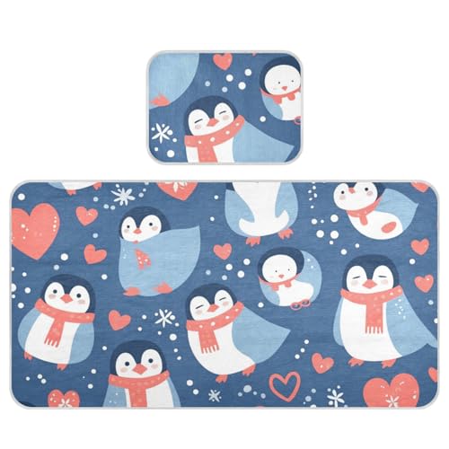 Pinguin Winter Valentine Cartoon kühlende Babybettmatratze 71,1 x 132,1 cm atmungsaktive Matratzenauflage für Babys und Kleinkinder von voucong