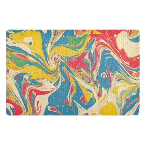 Pop-Art-Retro-Batik-Muster, für Innen- und Außenbereich, 81,3 x 50,8 cm, rutschfestes Gummi, extra für Treppen, Terrasse, Garage, Waschküche, Balkon von voucong