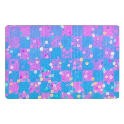 Schmutzfangmatte, 81,3 x 50,8 cm, rutschfeste Gummi-Unterseite, ultradünn, für Zuhause, Innenbereich, Bauernhaus, Küche, Terrasse, Blau und Rosa Schmutzfangmatte, 81,3 x 50,8 cm, rutschfeste Gummi-Unterseite, ultradünn, für Zuhause, Innenbereich, Bauernhaus, Küche, Terrasse, Blau und Rosa von voucong