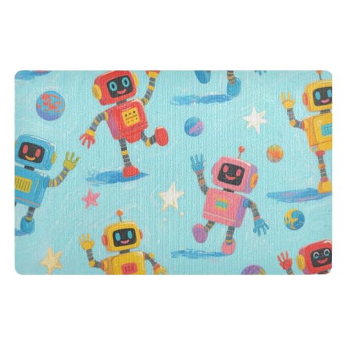 Schmutzfangmatte mit niedlichen Cartoon- und bunten Robotern, 81,3 x 50,8 cm, rutschfeste Gummi-Unterseite, ultradünn, für Vorder- und Hintertür und Eingangsbereich Schmutzfangmatte mit niedlichen Cartoon- und bunten Robotern, 81,3 x 50,8 cm, rutschfeste Gummi-Unterseite, ultradünn, für Vorder- und Hintertür und Eingangsbereich von voucong