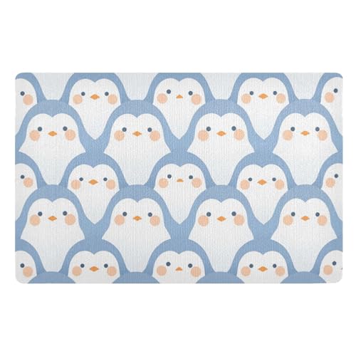 Schmutzfangmatte mit zartem Cartoon-Pinguin, 81,3 x 50,8 cm, rutschfeste Gummi-Unterseite, für alle Jahreszeiten, für Eingang, Wohnzimmer, Balkon, Küche, Hellblau Schmutzfangmatte mit zartem Cartoon-Pinguin, 81,3 x 50,8 cm, rutschfeste Gummi-Unterseite, für alle Jahreszeiten, für Eingang, Wohnzimmer, Balkon, Küche, Hellblau von voucong