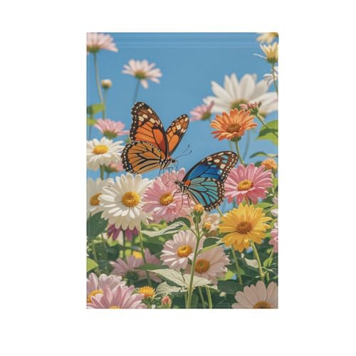 Sommerflaggen mit weißen und rosa Gänseblümchen, Schmetterling, für den Außenbereich, Banner für das neue Jahr, Banner für Gartendekoration, 71 x 101 cm, doppelseitig Sommerflaggen mit weißen und rosa Gänseblümchen, Schmetterling, für den Außenbereich, Banner für das neue Jahr, Banner für Gartendekoration, 71 x 101 cm, doppelseitig von voucong