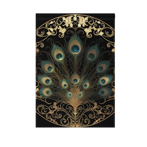 Viktorianische Pfauenfedern, goldfarbene saisonale Hausflaggen für den Außenbereich, buntes Banner für Terrassendekoration, 71 x 101 cm, doppelseitig Viktorianische Pfauenfedern, goldfarbene saisonale Hausflaggen für den Außenbereich, buntes Banner für Terrassendekoration, 71 x 101 cm, doppelseitig von voucong