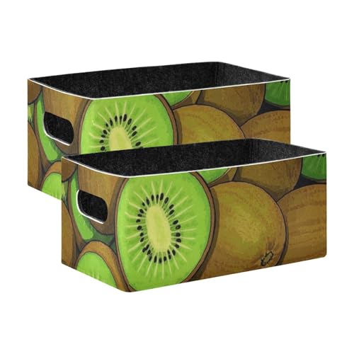Voucong 2 x faltbare, dekorative Obst-Aufbewahrungskörbe mit Cartoon-Muster für Regal, Küche, Bad, Schrank von voucong