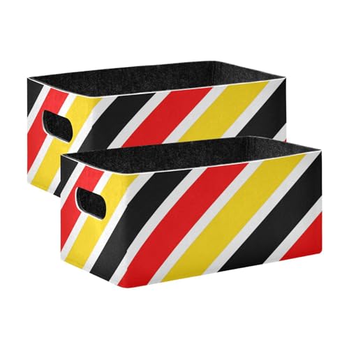 voucong 2 Stück Aesthetic Ordnungsboxen Schwarz Rot Gelb Gestreift Faltbar Ordnungsboxen für Bücherregale Schränke Ordnungssystem von voucong