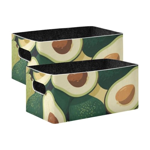 voucong 2 Stück Faltbare Aufbewahrungsbehälter für Regale, Schränke, Obst, Avocado Grün Cartoon von voucong