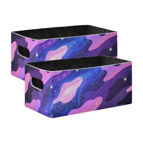 voucong 2 Stück Faltbare Aufbewahrungsbox Camouflage Sterne Lila Schwarz Blau für Schlafzimmer Büro Schrank Kleidung von voucong
