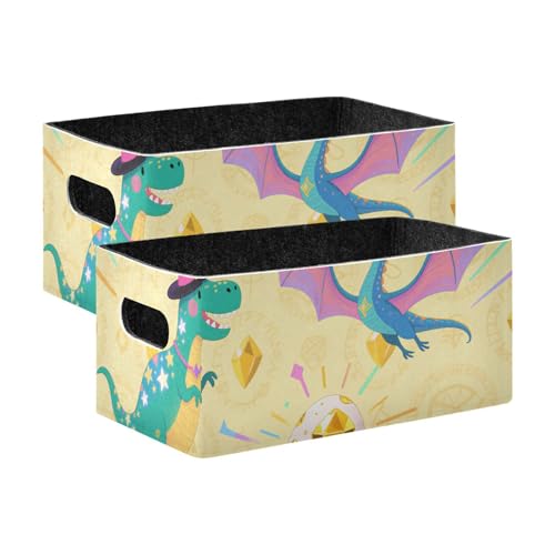 voucong 2 Stück Stabile Aufbewahrungswürfel für Schlafzimmer, Büro, Schrank, Kleidung, Dinosaurier-Design, Gelb voucong 2 Stück Stabile Aufbewahrungswürfel für Schlafzimmer, Büro, Schrank, Kleidung, Dinosaurier-Design, Gelb von voucong