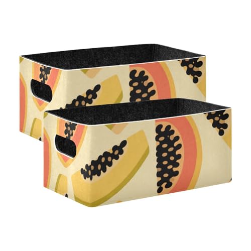 voucong 2 Stück faltbare Aufbewahrungsboxen aus Stoff in Papaya-Gelb für Schlafzimmer, Büro, Schrank, Kleidung voucong 2 Stück faltbare Aufbewahrungsboxen aus Stoff in Papaya-Gelb für Schlafzimmer, Büro, Schrank, Kleidung von voucong
