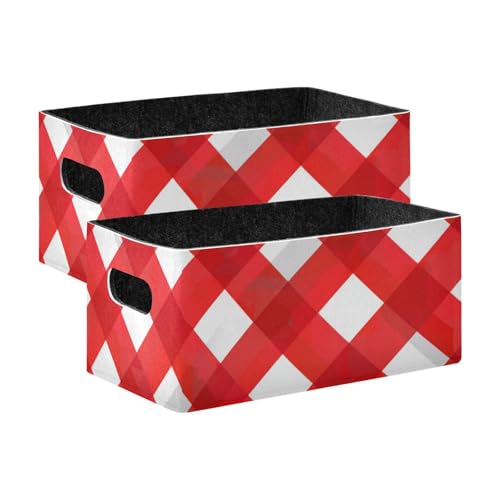 voucong 2 Stück rot weiß karierte Würfelboxen Regalkiste Schrank Bücherregal von voucong