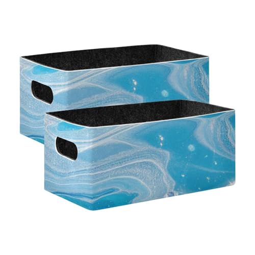 voucong 2 x blaue Glitzer-Aufbewahrungsboxen aus Stoff in Marmor-Optik, für Schrank, Regal, Kommode, voucong 2 x blaue Glitzer-Aufbewahrungsboxen aus Stoff in Marmor-Optik, für Schrank, Regal, Kommode, von voucong