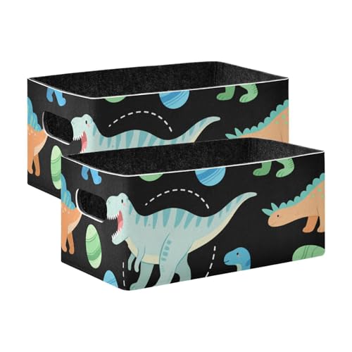 voucong 2 x große, robuste Aufbewahrungsboxen für Schrank im Dinosaurier-Stil, schwarz, Cartoon-Design von voucong
