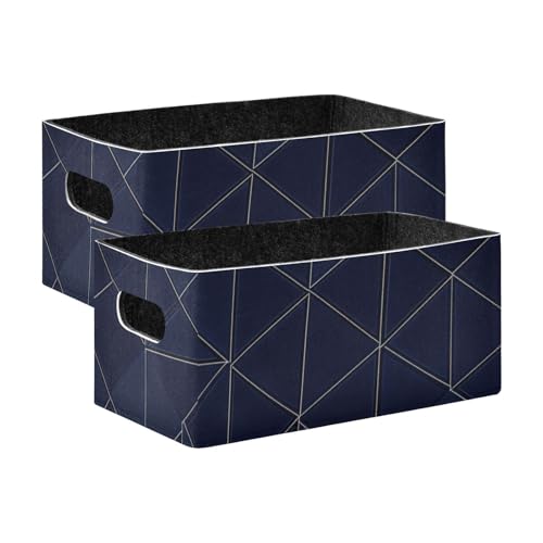 voucong 2er Set Aufbewahrungsboxen Faltbare Aufbewahrungsboxen für Regale, Schränke, Schubladen - Dunkelblau - Unregelmäßiges Muster von voucong
