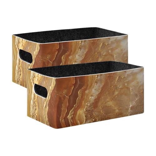 voucong 2er Set Gold Marmor Deko Körbe für Regal, Küche, Bad, Schrank von voucong
