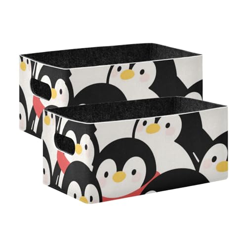 voucong 2er Set Winter Deko Körbe Cartoon Pinguin für Bücher Regale Schrank von voucong