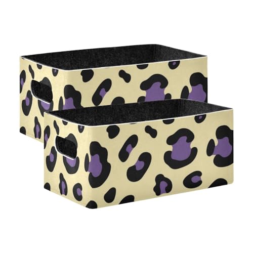 voucong Aufbewahrungsboxen mit Leopardenmuster, lila und gelb, 2 Stück voucong Aufbewahrungsboxen mit Leopardenmuster, lila und gelb, 2 Stück von voucong