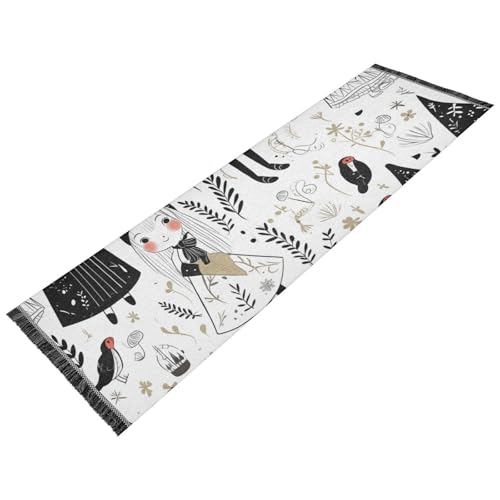 voucong Flurläufer, waschbar, rutschfest, für Flur, Eingangsbereich, Büro, Heimdekoration, skandinavischer Stil, Mädchen, Schwarz voucong Flurläufer, waschbar, rutschfest, für Flur, Eingangsbereich, Büro, Heimdekoration, skandinavischer Stil, Mädchen, Schwarz von voucong