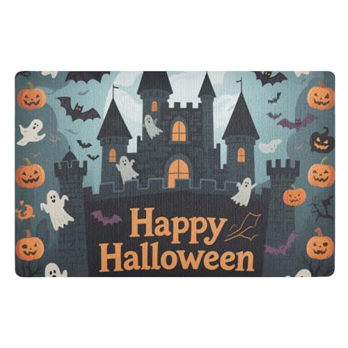 voucong Happy Halloween Black Castle, waschbare Matten, 81,3 x 50,8 cm, rutschfeste Gummi-Rückseite, für alle Jahreszeiten, für den Eingangsbereich, Vorder- und Hintertür, Schwarz voucong Happy Halloween Black Castle, waschbare Matten, 81,3 x 50,8 cm, rutschfeste Gummi-Rückseite, für alle Jahreszeiten, für den Eingangsbereich, Vorder- und Hintertür, Schwarz von voucong