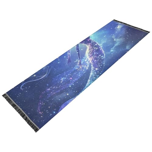 voucong Schlafzimmer-Läufer, maschinenwaschbar, rutschfest, für Flur, Eingangsbereich, Büro, Heimdekoration, ästhetische Meerjungfrau, Blau von voucong