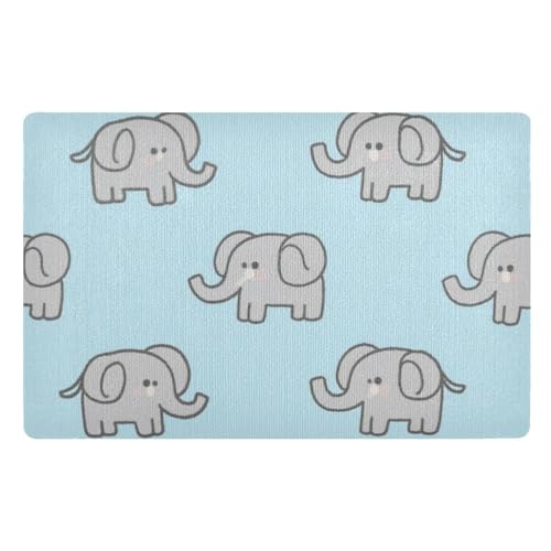 voucong Schmutzfangmatte, Motiv: Cartoon-Elefant, 81,3 x 50,8 cm, rutschfest, Gummi, ultradünn, für schlammige Schuhe und Pfoten voucong Schmutzfangmatte, Motiv: Cartoon-Elefant, 81,3 x 50,8 cm, rutschfest, Gummi, ultradünn, für schlammige Schuhe und Pfoten von voucong