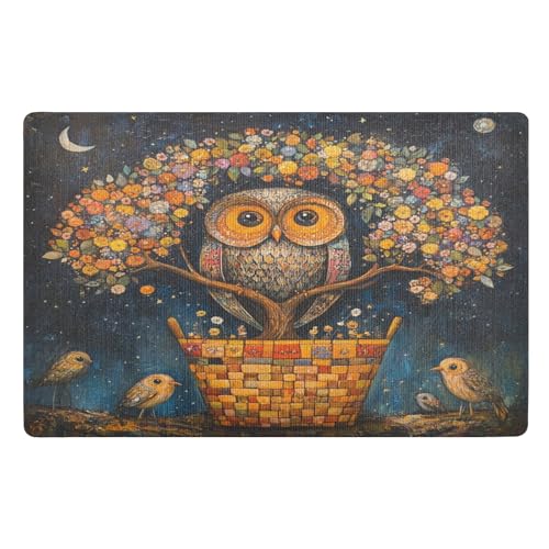 voucong Schmutzfangmatte, Motiv: Eule, Blume, 81,3 x 50,8 cm, rutschfest, Gummi, extra für Eingangsbereich, Innen- und Außenbereich, Urlaubseingang voucong Schmutzfangmatte, Motiv: Eule, Blume, 81,3 x 50,8 cm, rutschfest, Gummi, extra für Eingangsbereich, Innen- und Außenbereich, Urlaubseingang von voucong
