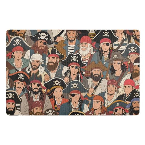 voucong Schmutzfangmatte im Retro-Stil, Cartoon-Piraten, 81,3 x 50,8 cm, rutschfeste Gummi-Rückseite, saugfähig, für Eingangsbereich, Innen- und Außenbereich, Urlaubseingang voucong Schmutzfangmatte im Retro-Stil, Cartoon-Piraten, 81,3 x 50,8 cm, rutschfeste Gummi-Rückseite, saugfähig, für Eingangsbereich, Innen- und Außenbereich, Urlaubseingang von voucong