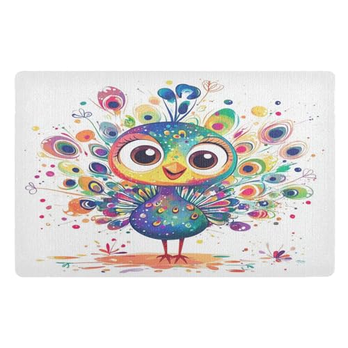 voucong Schmutzfangmatte mit niedlichem Pfauenmotiv, 81,3 x 50,8 cm, rutschfeste Gummi-Unterseite, extra für Flur, Küche, Urlaubsdekoration voucong Schmutzfangmatte mit niedlichem Pfauenmotiv, 81,3 x 50,8 cm, rutschfeste Gummi-Unterseite, extra für Flur, Küche, Urlaubsdekoration von voucong