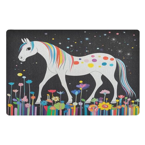 voucong Schmutzfangmatte mit niedlichem Pferdemotiv, 81,3 x 50,8 cm, rutschfest, Gummi, saugfähig, für Eingangsbereich, Innen- und Außenbereich, Urlaubseingang voucong Schmutzfangmatte mit niedlichem Pferdemotiv, 81,3 x 50,8 cm, rutschfest, Gummi, saugfähig, für Eingangsbereich, Innen- und Außenbereich, Urlaubseingang von voucong