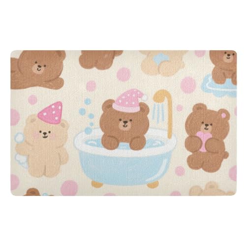 voucong Schmutzfangmatte mit niedlichem Teddybär, rutschfest, Gummi, extra für schlammige Schuhe und Pfoten, 81,3 x 50,8 cm, Braun voucong Schmutzfangmatte mit niedlichem Teddybär, rutschfest, Gummi, extra für schlammige Schuhe und Pfoten, 81,3 x 50,8 cm, Braun von voucong