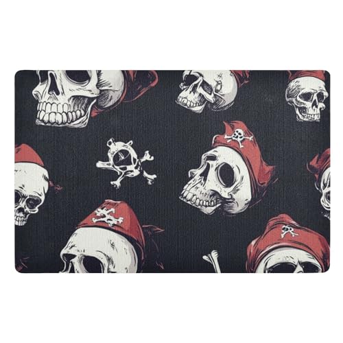 voucong Totenkopf-Matten, Piratenmotiv, waschbar, 81,3 x 50,8 cm, rutschfeste Gummi-Unterseite, saugfähig, für Urlaub, dekorative Eingang, Veranda, Outdoor, Scharlachrot voucong Totenkopf-Matten, Piratenmotiv, waschbar, 81,3 x 50,8 cm, rutschfeste Gummi-Unterseite, saugfähig, für Urlaub, dekorative Eingang, Veranda, Outdoor, Scharlachrot von voucong