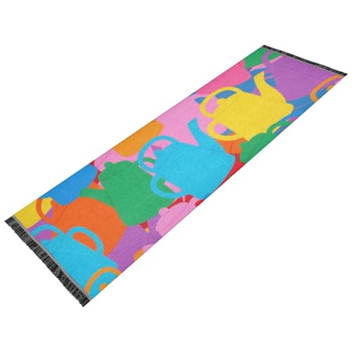 voucong Wohnzimmerläufer, waschbar, rutschfest, Bauernhausbereich, Teppich, Quaste, Eingangsteppich für Flur, Eingang, Tür, Heimdekoration, bunte Cartoon-niedliche Teekanne voucong Wohnzimmerläufer, waschbar, rutschfest, Bauernhausbereich, Teppich, Quaste, Eingangsteppich für Flur, Eingang, Tür, Heimdekoration, bunte Cartoon-niedliche Teekanne von voucong