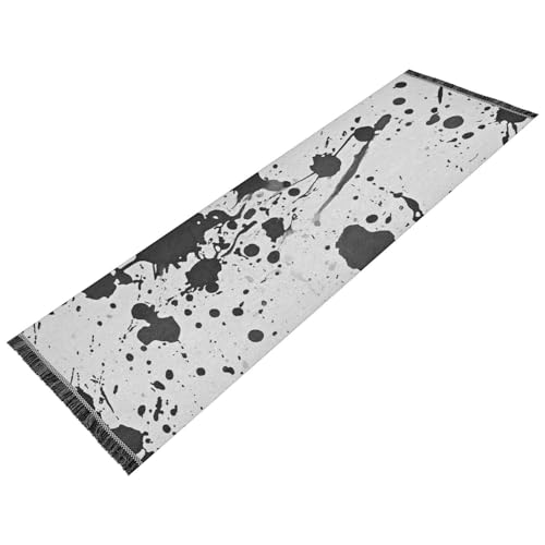 voucong Wohnzimmerläufer, waschbar, rutschfest, Flur-Teppich, Quaste, Bodenteppich für Außenbereich, Terrasse, Heimdekoration, Schwarz und Weiß, Aquarell-Tintenflecken voucong Wohnzimmerläufer, waschbar, rutschfest, Flur-Teppich, Quaste, Bodenteppich für Außenbereich, Terrasse, Heimdekoration, Schwarz und Weiß, Aquarell-Tintenflecken von voucong