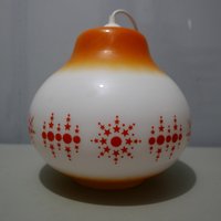 Vintage-Hängelampe Aus Glas - Weißes Und Orangefarbenes Milchglas 1970Er Jahre von vpcuriosities