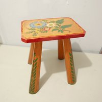 Vintage-Hocker/Pflanzentisch Aus Holz - Mitte Des 20. Jahrhunderts von vpcuriosities