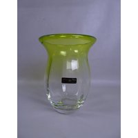 studio Crystal - Signiert Val Saint Lambert Grüne Vase 90Er Belgien von vpcuriosities