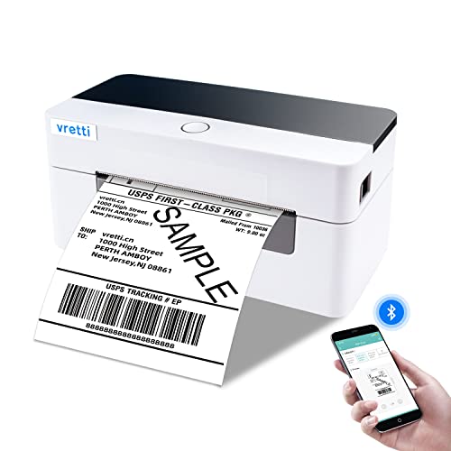 vretti Bluetooth Versandetikettendrucker, Klebeetikettendrucker, kabelloser Thermodrucker 4x6 für Versandpakete, Maschine für DHL, UPS, Ebay, Amazon von vretti