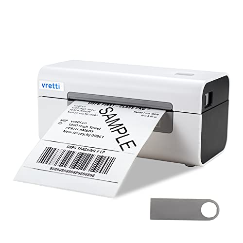 vretti Etikettendrucker,Desktop Etikettendruck für Amazon，DHL Versandetikettendrucker, DPD DHL UPS Shopify, Kompatibel mit Mac/Windows,Nur USB-Verbindung von vretti