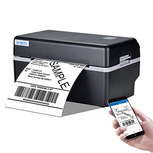 vretti Etikettendrucker DHL Labeldrucker,Ettikettendrucķer Bluetooth Label Printer Thermo-Versandetikettendrucker Desktop Etikettendruck für Amazon,Shopify, Ebay,DPD, DHL, UPS, Royal Mail von vretti