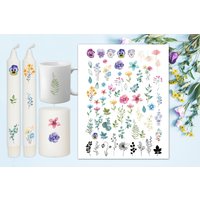 Tattoofolie Kerzen Blumen Blätter Mix, Glas, Porzellan Din A4, Mitbringsel, V06 Tattoofolie Kerzen Blumen Blätter Mix, Glas, Porzellan Din A4, Mitbringsel, V06 von vrofox