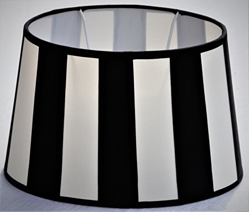 Lampenschirm, Chintz. oval, Balkenstreifen schwarz/creme Du=22 / H=14cm / Do=17cm Befestigung unten E27 (optional lieferbar Reduzierring auf E14) von vs
