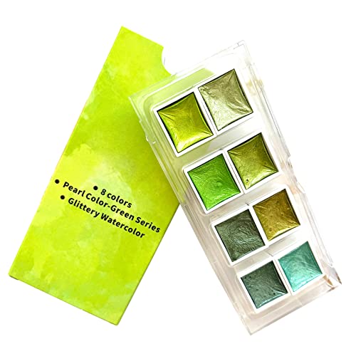 vsilay 8 lebendige Farben Aquarellfarben Set Solide Perlglanz Pigment Glitzer Wasser Färbung Farbe Kunst Zubehör für Kunstliebhaber von vsilay