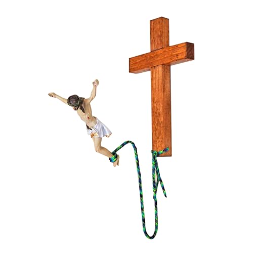 vsilay Innovative Kreuz Dekor Bungee Jumping JesusChrist Figur Holz Kreuz Religiöse Kunst Stücke Harz Handwerk ffor Home Decor von vsilay