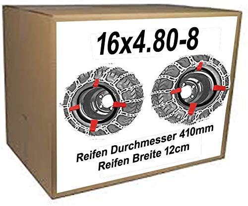 16x4.80-8 Schneeketten + Spanner für Reifen D=ca. 41cm Breite ca.12cm Schneefräsen Rasentraktor Aufsitzmäher von vsk