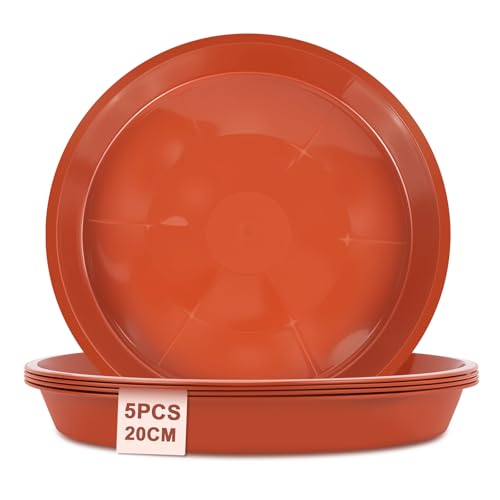 vsshe 5 Stück Blumentopf Untersetzer, Untersetzer für Blumentöpfe, Blumentopfmatte, Kunststoff Blumenuntersetzer Rund aus Ø 20 cm, Blumentopfuntersetzer für Innen- und Außenpflanzen, Rot von vsshe