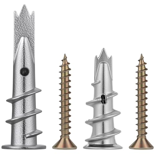 vsshe 80 STK Schrauben und Dübel Set, Metall Trockenbauanker Set, Selbstbohrender GipskartondüBel mit Schrauben, Mauerwerksziegel Betonwand Selbstbohrende Schrauben und Hohlraumdübel ohne Vorbohren von vsshe