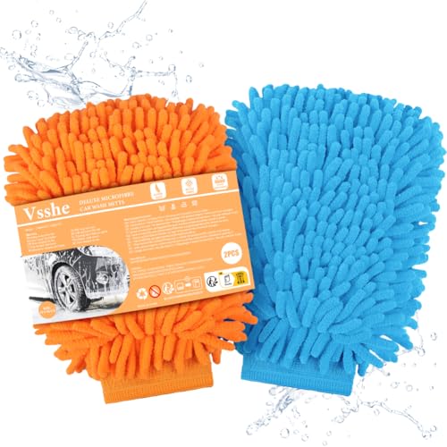 vsshe Auto Waschhandschuh, 2er Microfaser - Handschuh, Chenille-Handschuh für Professionelle Autopflege | 100% Saugstark, Kratzfrei & Achonend | Putzhandschuh für Autowäsche und Fensterreinigung vsshe Auto Waschhandschuh, 2er Microfaser - Handschuh, Chenille-Handschuh für Professionelle Autopflege | 100% Saugstark, Kratzfrei & Achonend | Putzhandschuh für Autowäsche und Fensterreinigung von vsshe