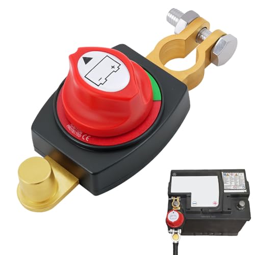 vsshe Batterie Trennschalter 12V-48V Batterieschalter, Reines Messing, Batterietrennschalter Wasserdicht Schalter | Hauptschalter Stromschalter Akku Trennen Master für Auto LKW Boot Jacht Wohnwagen von vsshe