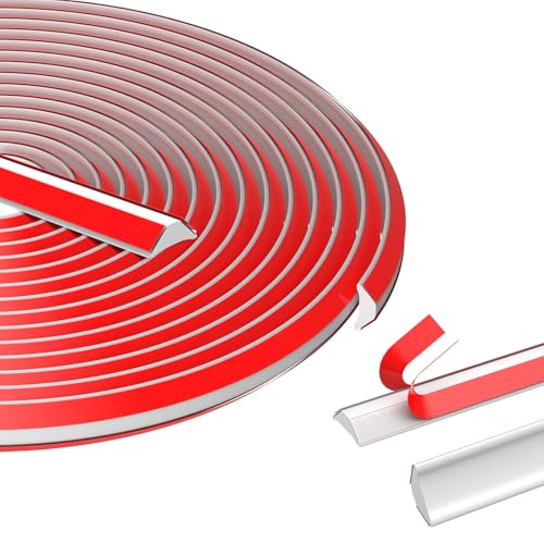 vsshe Flexible Selbstklebend Zierleisten Deckenleisten, PVC Dreieck Winkelleiste Zierleiste Selbstklebende Kantenschutzleiste für Fliesen, Küchenarbeitsplatten, Möbel (12x9mm 5m Weiß) von vsshe